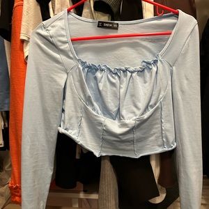 Blue cropped top long sleeve